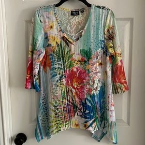 Onque Casual Tropical Print Top Size M